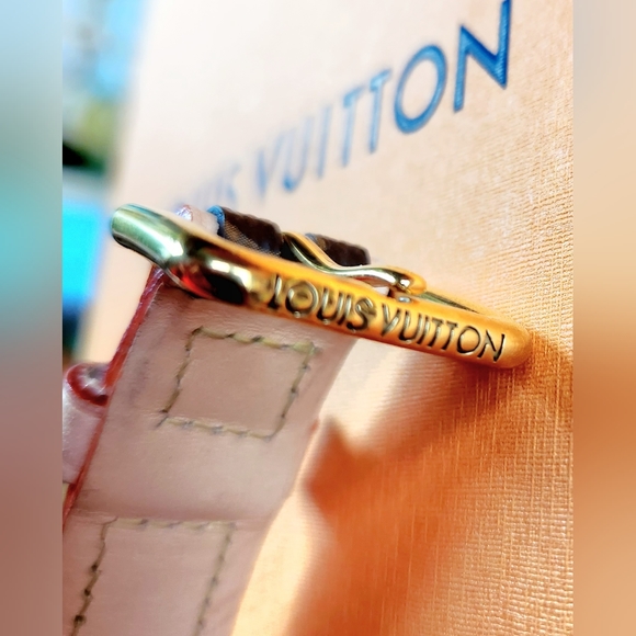 LOUIS VUITTON Brown Gold LV Monogram Canvas Baxter Tag 18" Dog Choker Collar NIB - Picture 7 of 16